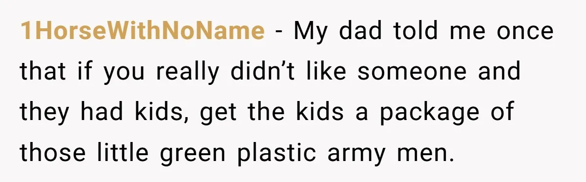 Sister Sends 1,000 Unremovable Stickers As A ‘Christmas Gift’ To Brother-In-Law, He’ll Never Forget It 1HorseWithNoName − My dad told me once that if you really didn’t like someone and they had kids, get the kids a package of those little green plastic army men.