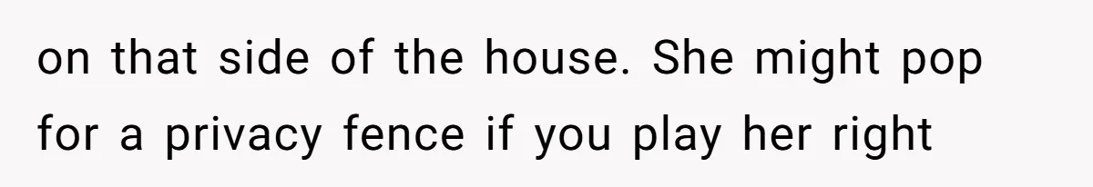 "Stay Away From My Fence!": Neighbor Dispute Escalates Over a Leaf Blower on that side of the house. She might pop for a privacy fence if you play her right