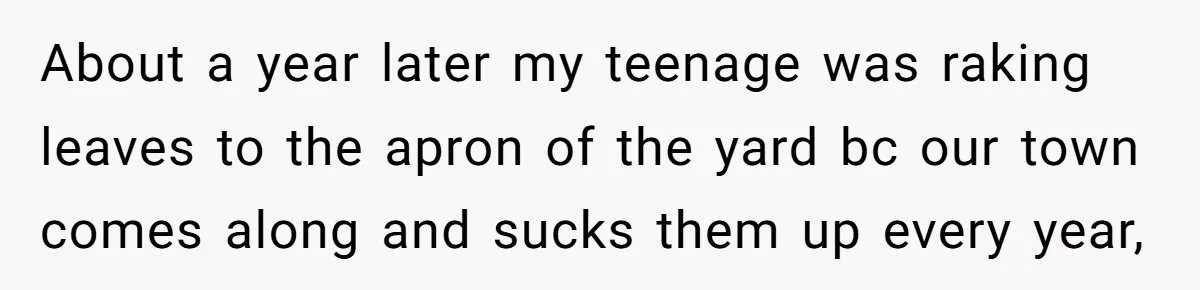 "Stay Away From My Fence!": Neighbor Dispute Escalates Over a Leaf Blower About a year later my teenage was raking leaves to the apron of the yard bc our town comes along and sucks them up every year,