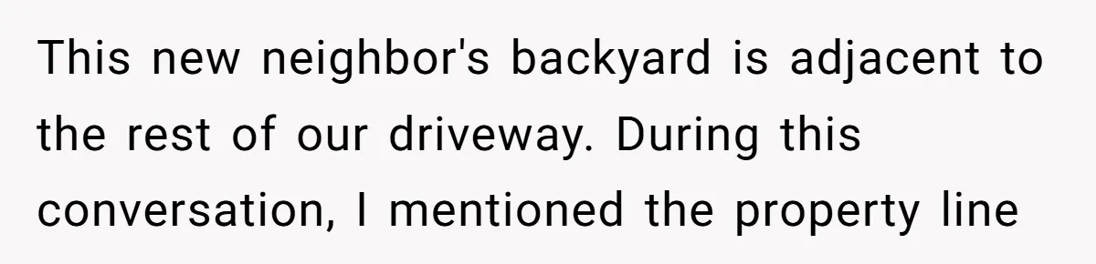"Stay Away From My Fence!": Neighbor Dispute Escalates Over a Leaf Blower This new neighbor's backyard is adjacent to the rest of our driveway. During this conversation, I mentioned the property line