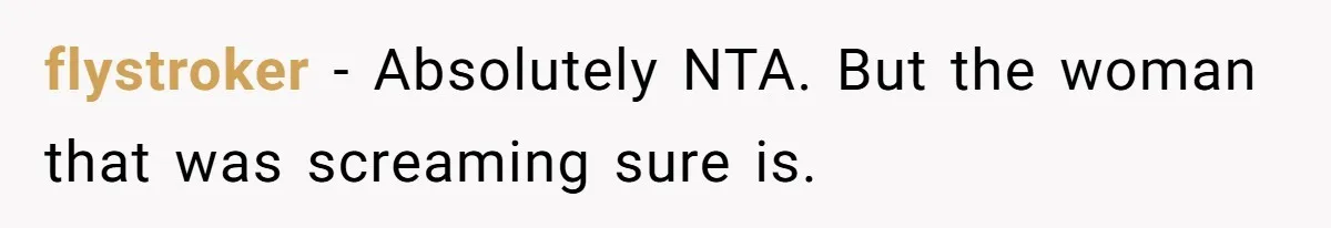 flystroker − Absolutely NTA. But the woman that was screaming sure is.