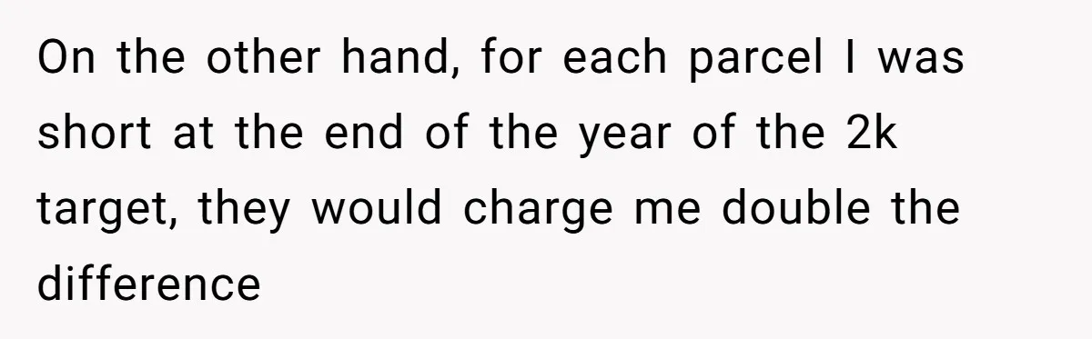 Shipping Company Tried to Squeeze Him - So He Mailed 150 Empty Envelopes On the other hand, for each parcel I was short at the end of the year of the 2k target, they would charge me double the difference