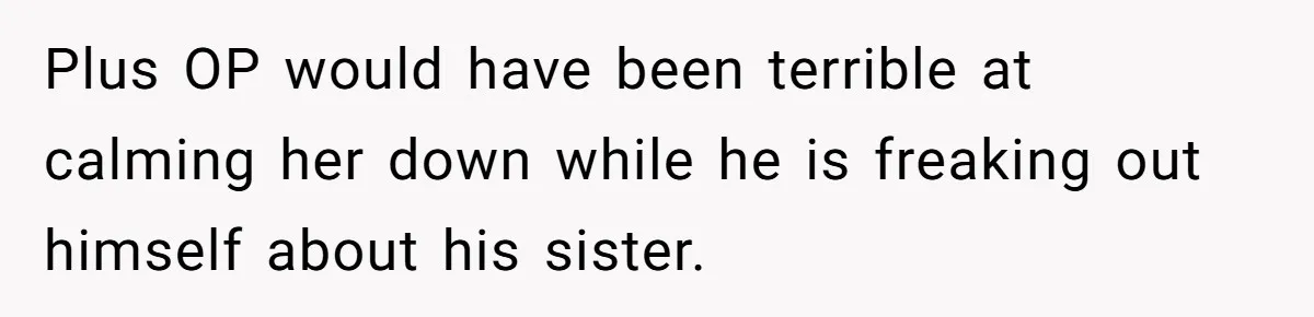 Wife Calls Husband ‘Unreliable’ After He Misses High-Risk Pregnancy Appointment For Sister’s Minor Injury Plus OP would have been terrible at calming her down while he is freaking out himself about his sister.