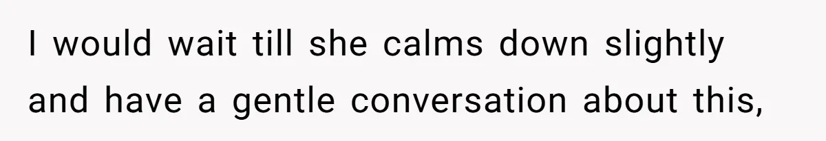 Wife Calls Husband ‘Unreliable’ After He Misses High-Risk Pregnancy Appointment For Sister’s Minor Injury I would wait till she calms down slightly and have a gentle conversation about this,