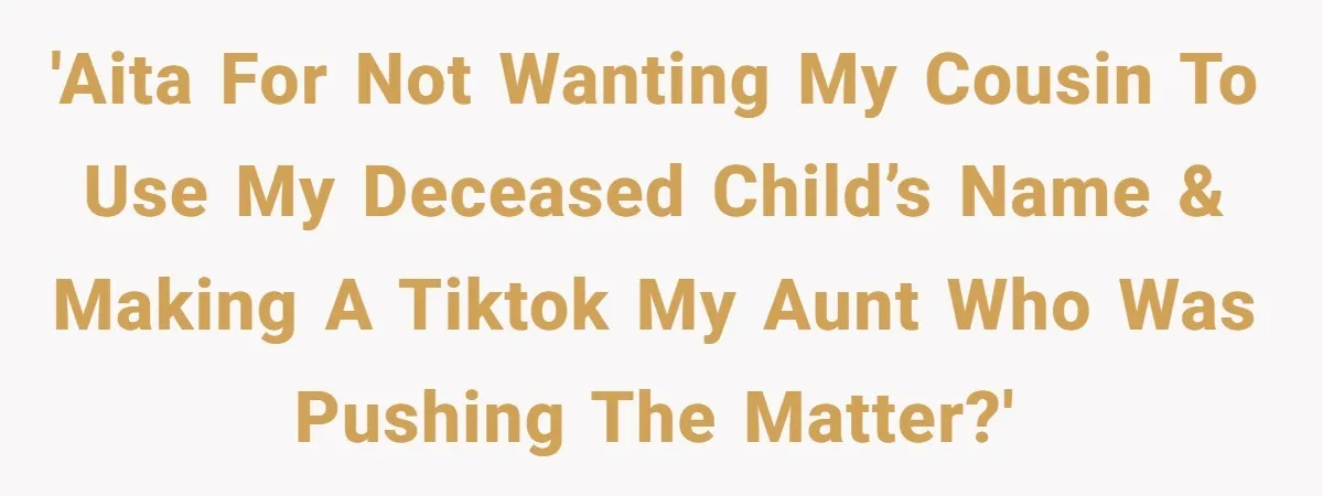 Grieving Mom Sets Boundaries After Cousin Tries to Use Her Deceased Daughter’s Name 'AITA for not wanting my cousin to use my deceased child’s name & making a TikTok my aunt who was pushing the matter?'
