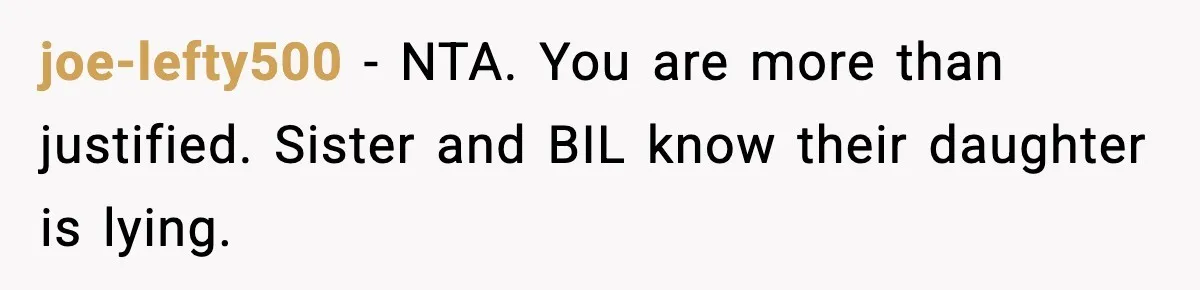 Bridesmaid Gets Publicly Shamed in MOH Speech, Then Sister Blames Her for Leaving joe-lefty500 - NTA. You are more than justified. Sister and BIL know their daughter is lying.