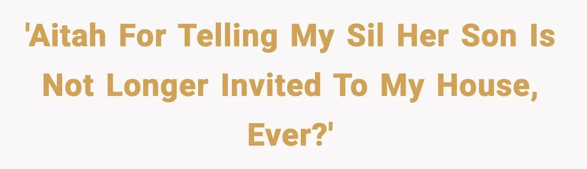 Pregnant Woman Bans Nephew Forever After He Shoves Her Into A Wall 'AITAH for telling my SIL her son is not longer invited to my house, ever?'