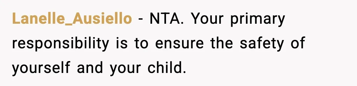 Pregnant Woman Bans Nephew Forever After He Shoves Her Into A Wall Lanelle_Ausiello − NTA. Your primary responsibility is to ensure the safety of yourself and your child.