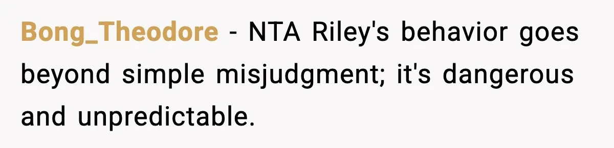 Pregnant Woman Bans Nephew Forever After He Shoves Her Into A Wall Bong_Theodore − NTA Riley's behavior goes beyond simple misjudgment; it's dangerous and unpredictable.