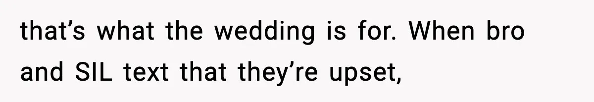 19-Year-Old Says No To Wedding Dinner After Being Excluded From The Ceremony that’s what the wedding is for. When bro and SIL text that they’re upset,