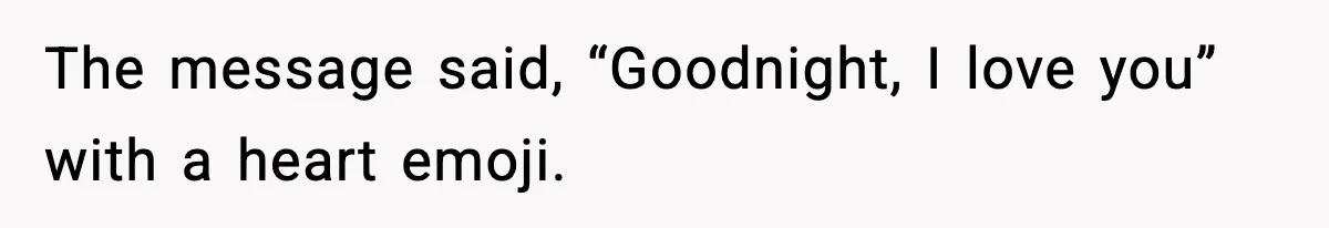 The message said, “Goodnight, I love you” with a heart emoji.