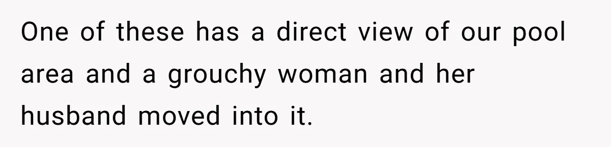 “My Backyard, My Rules”: A Tale of Summer Revenge Against Nosy Neighbors One of these has a direct view of our pool area and a grouchy woman and her husband moved into it.