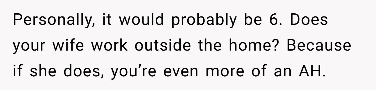 Asked to Sleep In on His Birthday - Gets Woken Up at 8 A.M. by a ‘Surprise’ and Loses It Personally, it would probably be 6. Does your wife work outside the home? Because if she does, you’re even more of an AH.