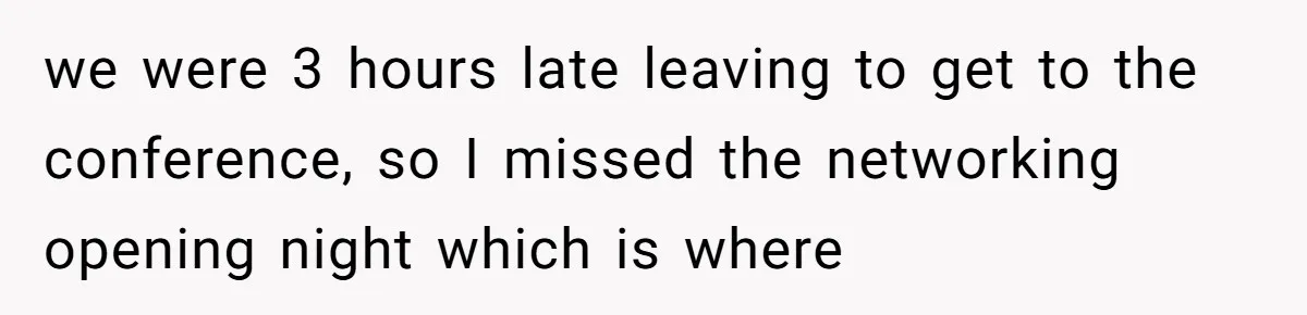 we were 3 hours late leaving to get to the conference, so I missed the networking opening night which is where