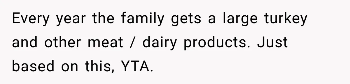 Hosting Christmas for the First Time, She Says No Meat Allowed - Even if In-Laws Cook It Every year the family gets a large turkey and other meat / dairy products. Just based on this, YTA.