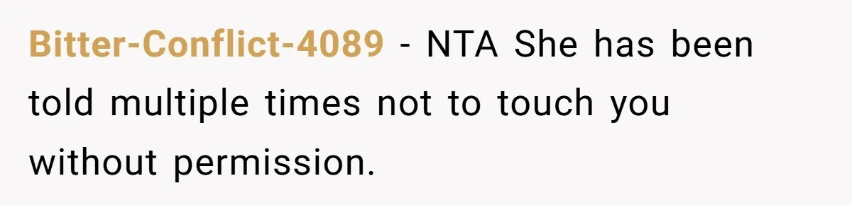 Pregnant Woman Calls Out MIL For Ignoring Boundaries, Everyone At Baby Shower Watches Bitter-Conflict-4089 − NTA She has been told multiple times not to touch you without permission.