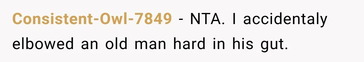Pregnant Woman Calls Out MIL For Ignoring Boundaries, Everyone At Baby Shower Watches Consistent-Owl-7849 − NTA. I accidentaly elbowed an old man hard in his gut.
