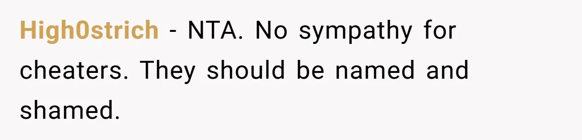 Woman Tells Her Ex’s Mistress Her Dead Parents Would Be Proud, Friends Say She Crossed A Line High0strich − NTA. No sympathy for cheaters. They should be named and shamed.