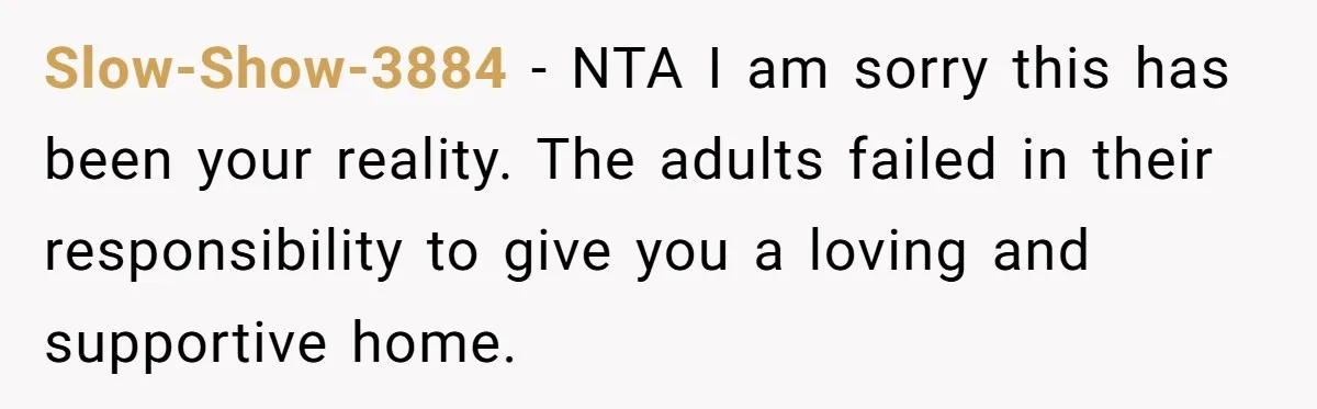 Teenage Son Unleashes Brutal Truth On Father's Wife Over Constant Mom Bashing And Forced Closeness Slow-Show-3884 − NTA I am sorry this has been your reality. The adults failed in their responsibility to give you a loving and supportive home.