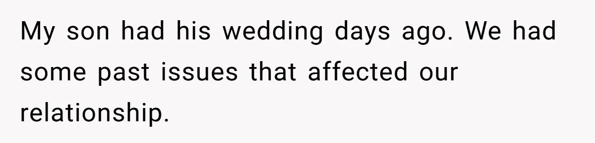 My son had his wedding days ago. We had some past issues that affected our relationship.