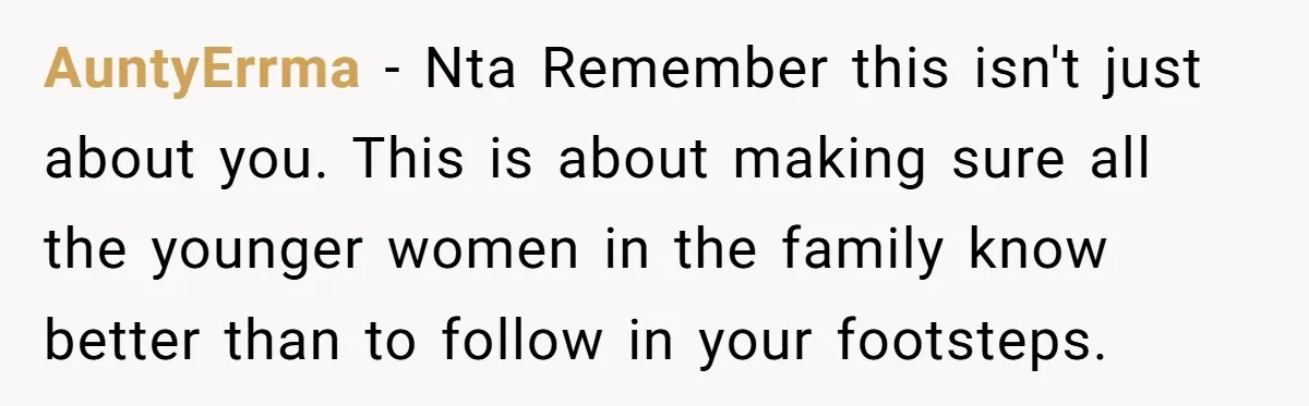College Freshman Discovers Family's Secret Bet On Her Personal Life And Refuses Christmas Homecoming AuntyErrma − Nta Remember this isn't just about you. This is about making sure all the younger women in the family know better than to follow in your footsteps.
