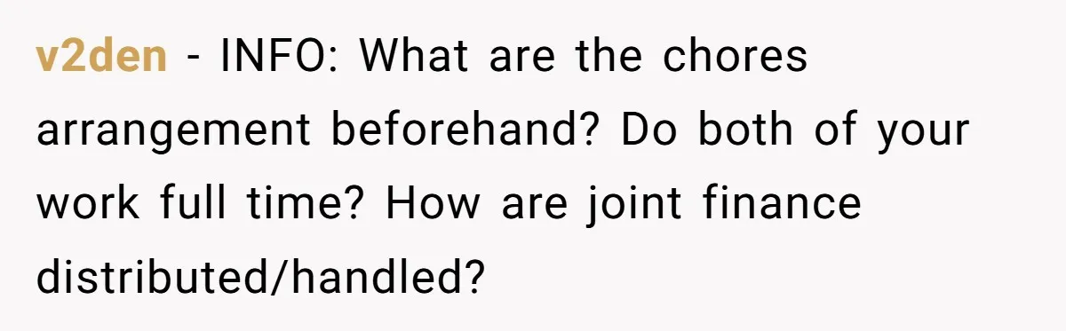 Unemployed Wife Hires Maid With Husband's Earnings While He Works Long Hours And Helps With Chores v2den − INFO: What are the chores arrangement beforehand? Do both of your work full time? How are joint finance distributed/handled?