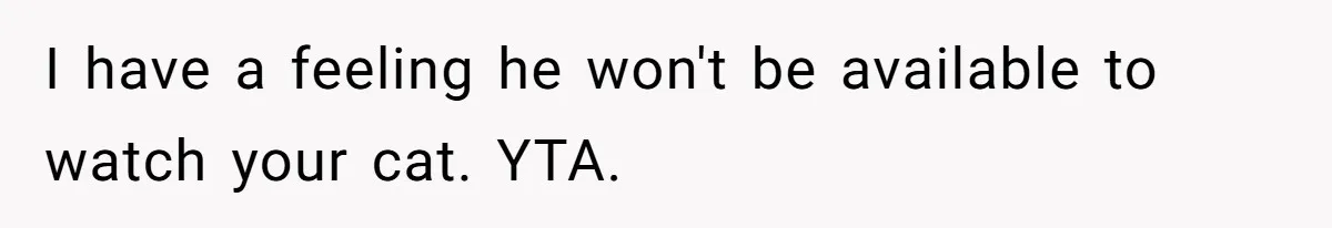 Roommate’s Fantasy About Staying Friends After Moving Out Gets Shattered In One Conversation I have a feeling he won't be available to watch your cat. YTA.