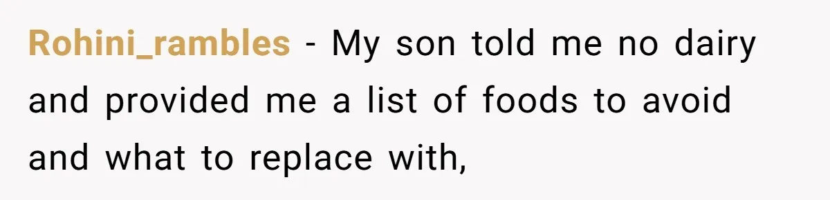 Mother-In-Law Serves Lactaid Milk To Allergic Son-In-Law, Sending Him To ER Over Holiday Dinner Rohini_rambles − My son told me no dairy and provided me a list of foods to avoid and what to replace with,
