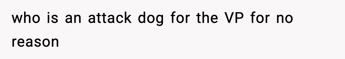 who is an attack dog for the VP for no reason