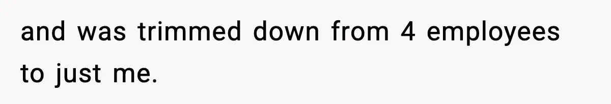 and was trimmed down from 4 employees to just me.
