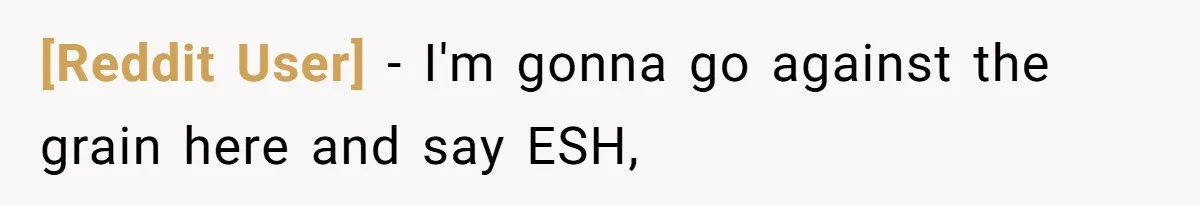 [Reddit User] − I'm gonna go against the grain here and say ESH,