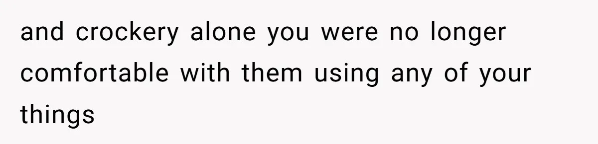 and crockery alone you were no longer comfortable with them using any of your things