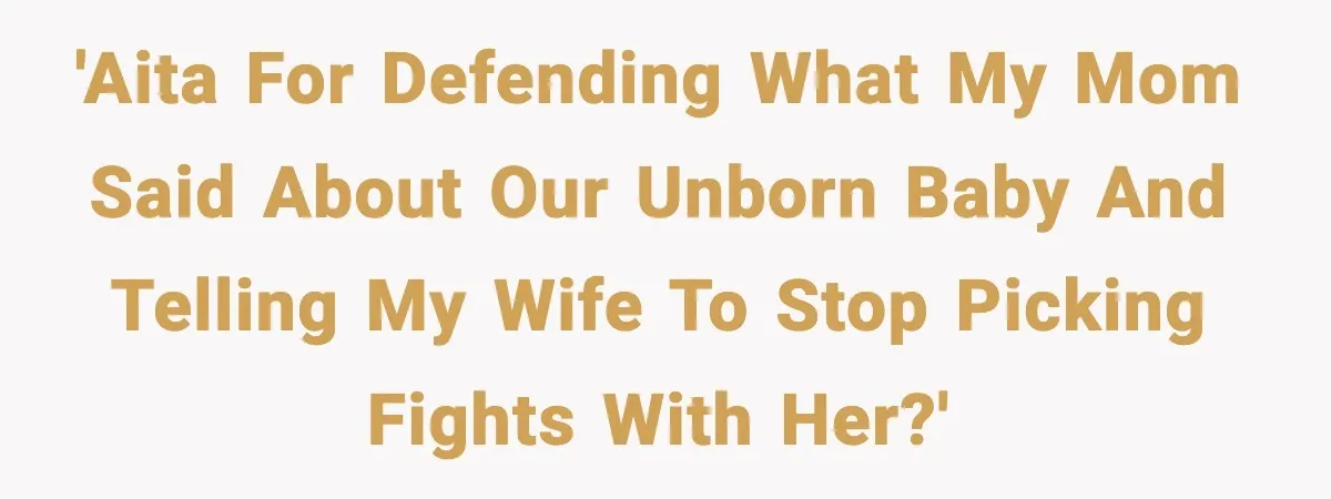 'AITA for defending what my mom said about our unborn baby and telling my wife to stop picking fights with her?'