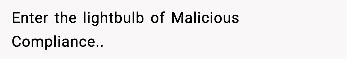 Enter the lightbulb of Malicious Compliance..