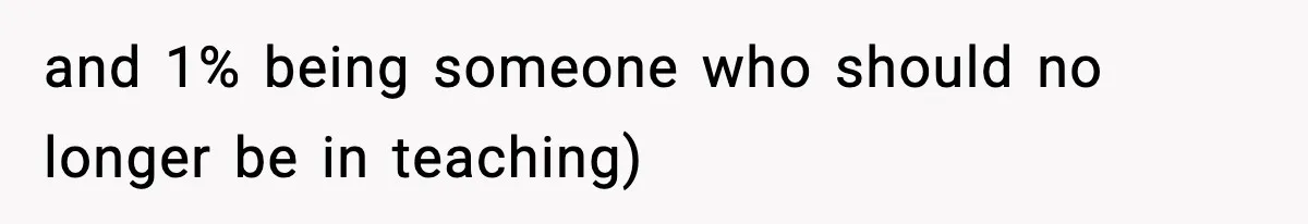 and 1% being someone who should no longer be in teaching)
