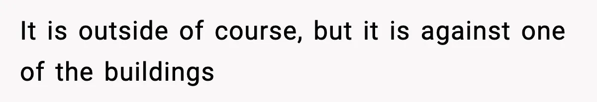 It is outside of course, but it is against one of the buildings