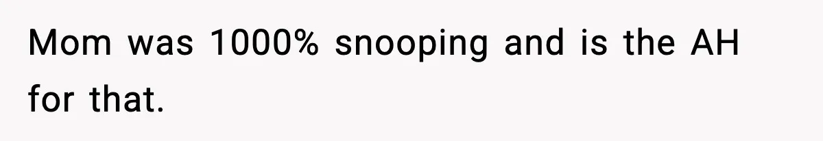 Mom was 1000% snooping and is the AH for that.