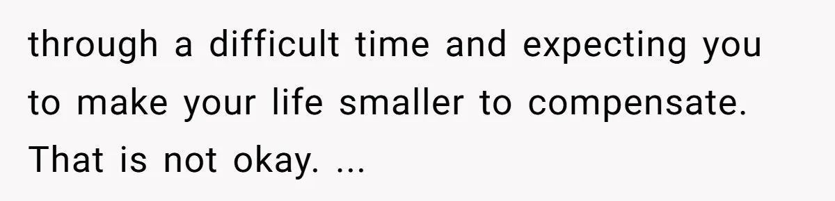 through a difficult time and expecting you to make your life smaller to compensate. That is not okay. ...