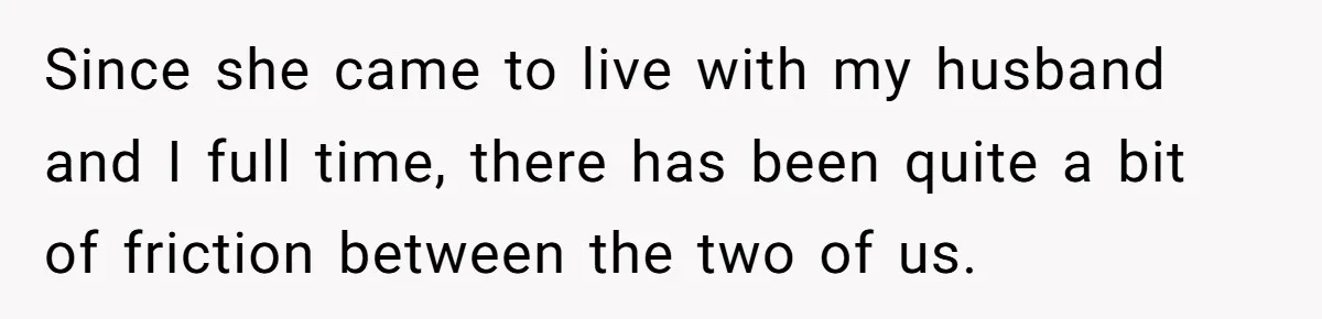 Since she came to live with my husband and I full time, there has been quite a bit of friction between the two of us.