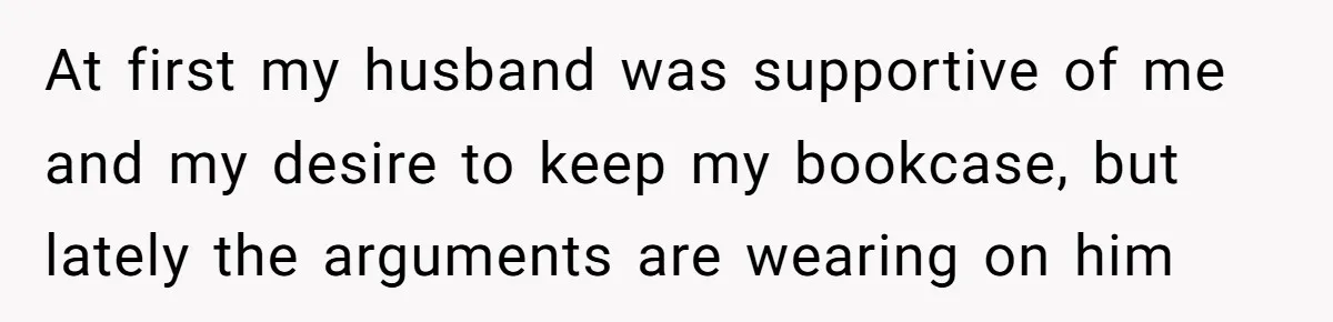 At first my husband was supportive of me and my desire to keep my bookcase, but lately the arguments are wearing on him