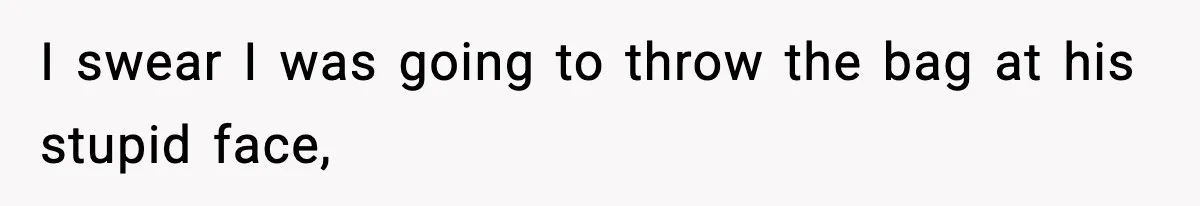 I swear I was going to throw the bag at his stupid face,