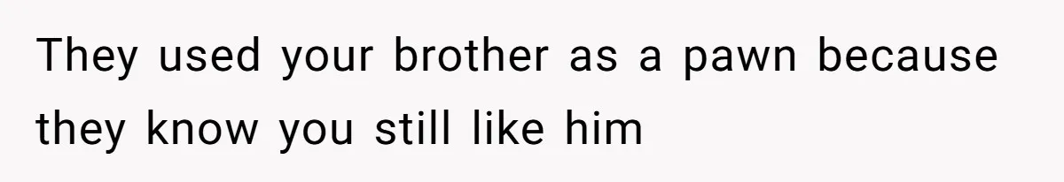 They used your brother as a pawn because they know you still like him