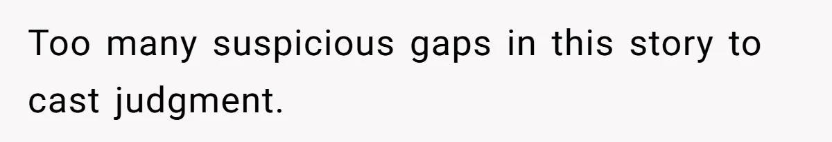 Too many suspicious gaps in this story to cast judgment.