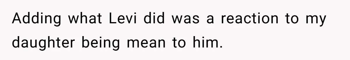 Adding what Levi did was a reaction to my daughter being mean to him.