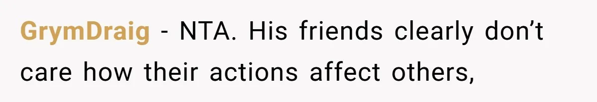 GrymDraig − NTA. His friends clearly don’t care how their actions affect others,