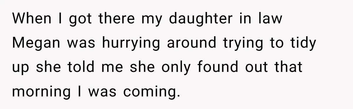 When I got there my daughter in law Megan was hurrying around trying to tidy up she told me she only found out that morning I was coming.