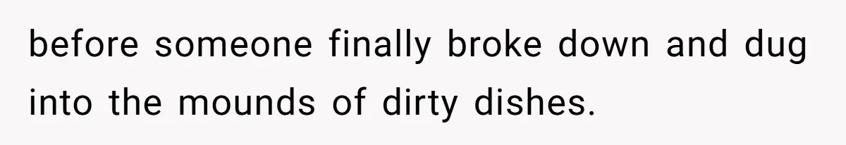 before someone finally broke down and dug into the mounds of dirty dishes.