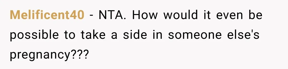 Melificent40 − NTA. How would it even be possible to take a side in someone else's pregnancy???