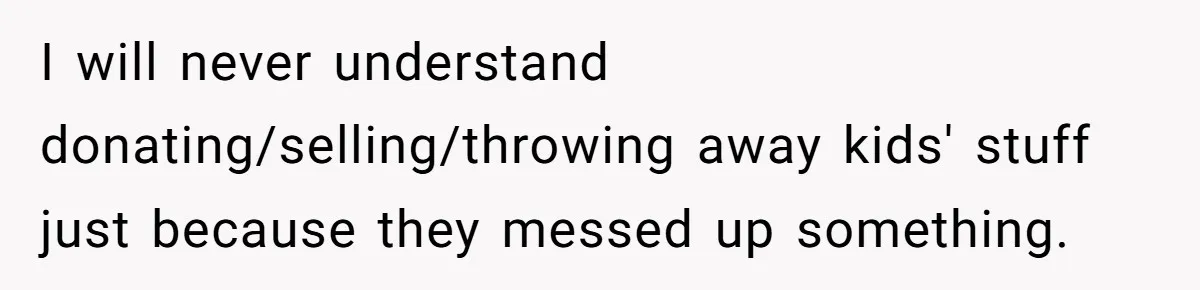 I will never understand donating/selling/throwing away kids' stuff just because they messed up something.