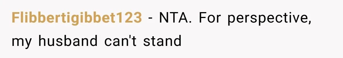 Flibbertigibbet123 − NTA. For perspective, my husband can't stand